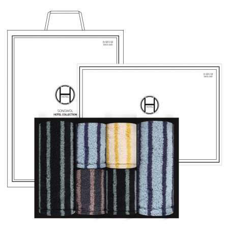 [송월타올] 호텔컬렉션 스트라이프 솔리드 타월세트 6P (핸드타올 4장 + 세면타올 2장) H #3