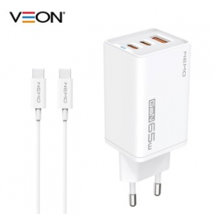 베온 네모 미니 GaN PD65W PPS 3포트 초고속 가정용 충전기