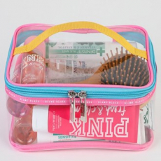 스퀘어 투명 비치가방 비비드 컬러 투명 파우치 L