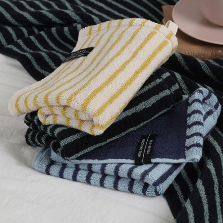 [송월타월] 호텔컬렉션 스트라이프 솔리드34 고리 핸드타올 2매 크라프트세트 #3