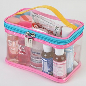 스퀘어 투명 비치가방 비비드 컬러 투명 파우치 M