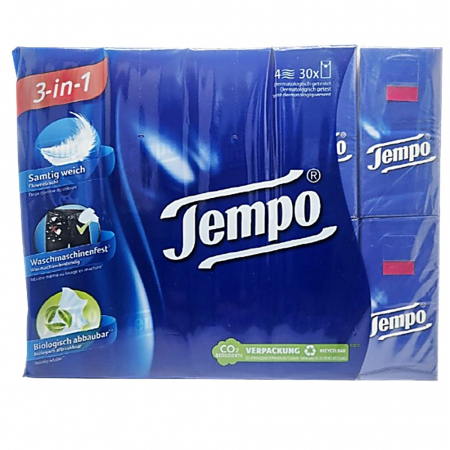 템포 행키티슈 천연펄프 먼지없는 화장지 독일산  휴대용 4겹 10매입 30개 10팩 #5