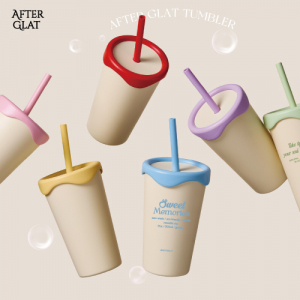 [애프터글랫] 아이보리 러블리 스트로우텀블러 500ml