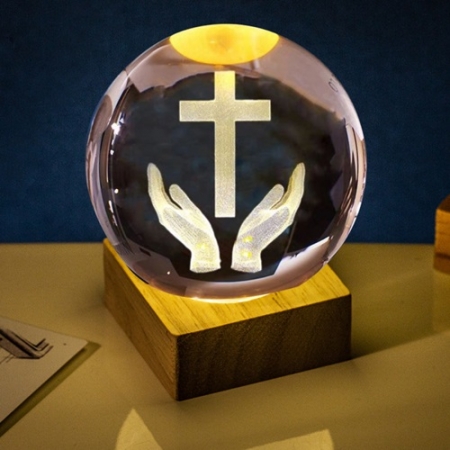 LED 모던 수정구슬 침실 무드등 8CM선물용 십자가 + 구원 #2