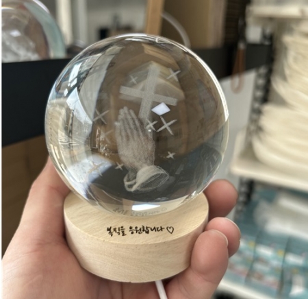 LED 모던 수정구슬 침실 무드등 8CM선물용 십자가 + 기도 #5