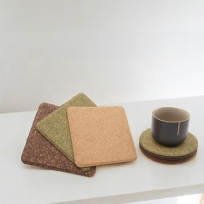 제작 친환경 녹차홍차 찌꺼기 재활용 코르크 컵받침, 사각, 원형 중 택1, 0215280