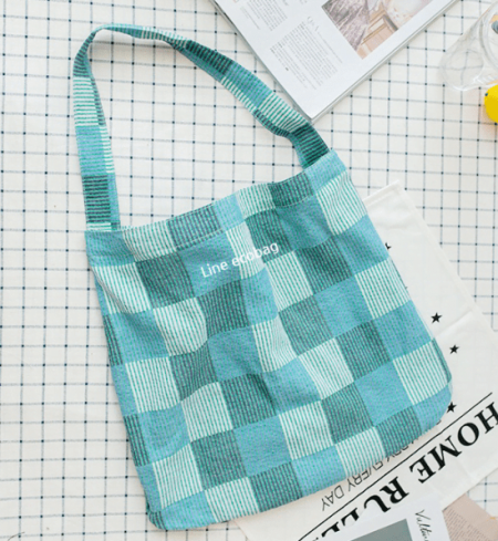 체크에코백 친환경가방  캔버스백 캔버스가방 텀블러가방 숄더백