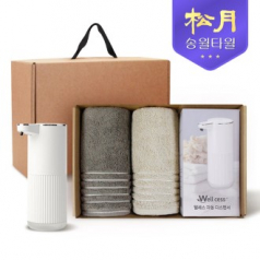 [송월타올] 디스펜서 기프트세트 09, 호텔컬렉션 필라라인 40 타올 190gx2P + 웰세스 디스펜서 360ml 1P