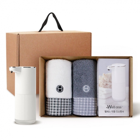 [송월타올] 디스펜서 기프트세트 08 (호텔컬렉션 톤 175g * 2P + 웰세스 디스펜서 360ml 1P #3