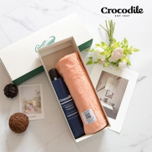 크로커다일 3단 레터링 암막 전자동 우산 + 시그니처 호텔 수건