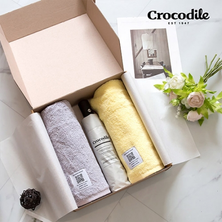 크로커다일 3단 레터링 암막 전자동 우산 + 시그니처 호텔 수건 2장 #2