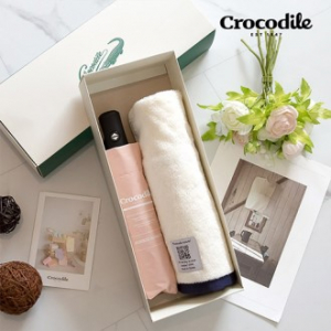 크로커다일 3단 레터링 암막 전자동 우산 + 투톤보다 호텔 수건
