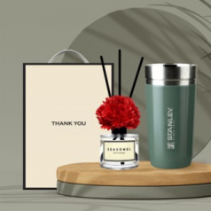 시즈넬 선물세트 스탠리 고진공 둥근텀블러+디퓨저50ml 카네이션