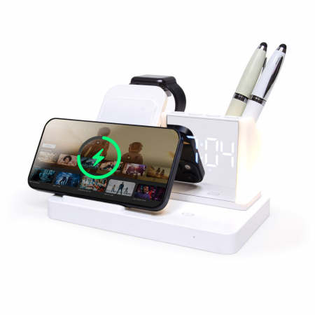 UM2 8in1 삼성 아이폰 고속 무선충전기 애플워치 갤럭시워치 겸용 탁상 알람시계 무드등 연필꽂이 #3
