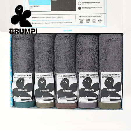 브룸피 프리미엄 뱀부 타올 기프트 세트 220g 40수 수건 다크그레이 타월 5개입 #2