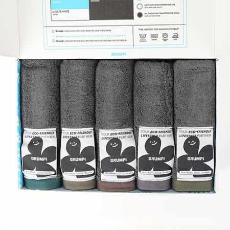브룸피 프리미엄 뱀부 타올 기프트 세트 220g 40수 수건 다크그레이 타월 5개입 #2