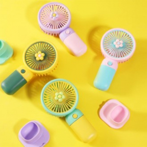 컬러 플라워 손 선풍기 휴대용 미니 여름 부채
