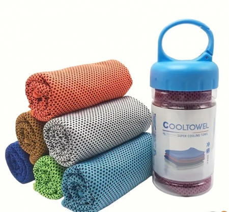 냉감 쿨링 아이스 타올 원통케이스+ 스포츠 타올 쿨링타올, 쿨타올 쿨스카프 기념 타올 수건 스포츠 타월 등산 냉각 다양 쿨토시 #2