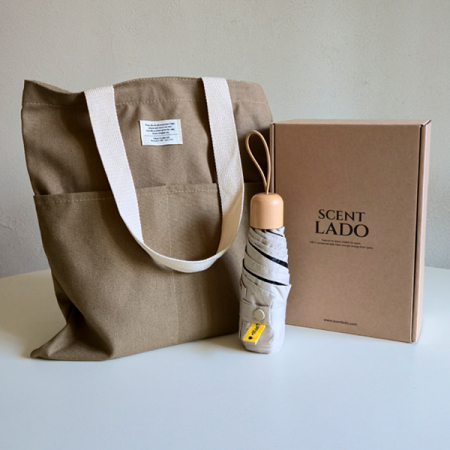 센트라도 캡슐우드 5단 우양산+에코백 세트 #2