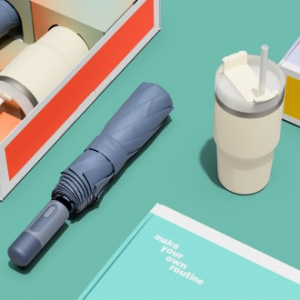 루티네 선물세트 캡슐 3단 자동 암막 양우산 + 밀크티 텀블러