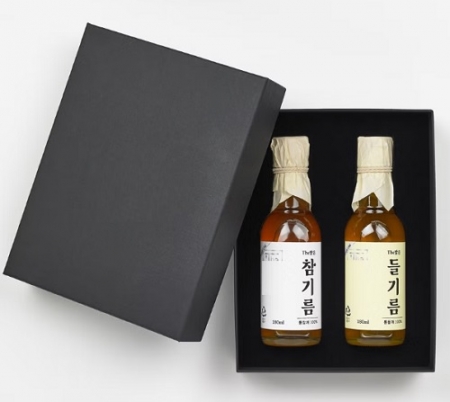 2종 선물세트 참기름 180ml + 들기름 180ml, 고급박스 쇼핑백포함 #2