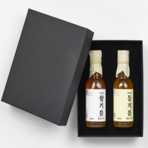 2종 선물세트 참기름 180ml + 들기름 180ml, 고급박스 쇼핑백포함