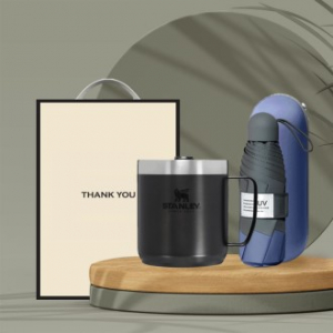 시즈넬 선물세트 스탠리 캠핑머그354ml+5단 UV차단 우산