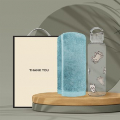 시즈넬 선물세트 냐한남자 투명텀블러+송월 항균타올150g