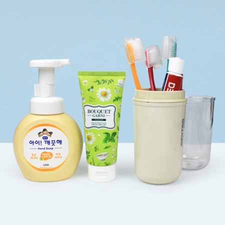 아이깨끗해+부케가르니 핸드크림+크리오 덴티메이트 치약+크리오 미세모칫솔 3개+양치컵 #2