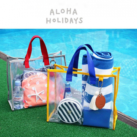투명 PVC 핸드 캐리 방수 비치백 #2