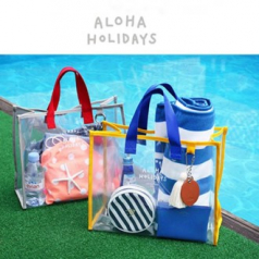 투명 PVC 핸드 캐리 방수 비치백