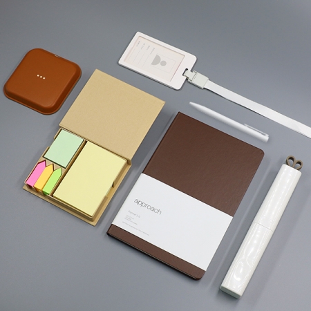 레스쁘리 브라운 사무 웰컴키트 A, 사원증케이스+다이어리+무선충전기+샤오미볼펜+치약칫솔세트,메모지 #3