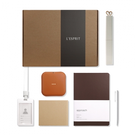 레스쁘리 브라운 사무 웰컴키트 A, 사원증케이스+다이어리+무선충전기+샤오미볼펜+치약칫솔세트,메모지 #2