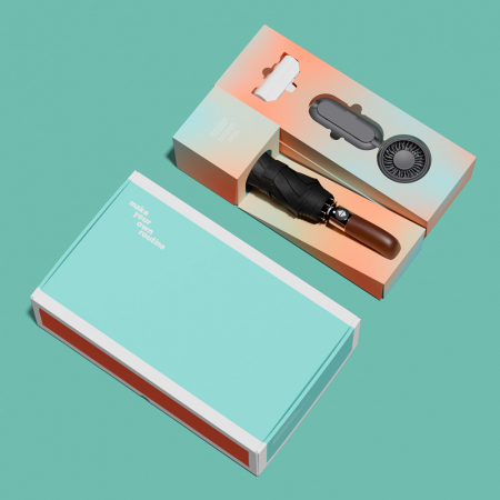 루티네 선물세트 프리미엄 우드 자동 양우산 + 우산애착 미니 선풍기 + 보조배터리 #3