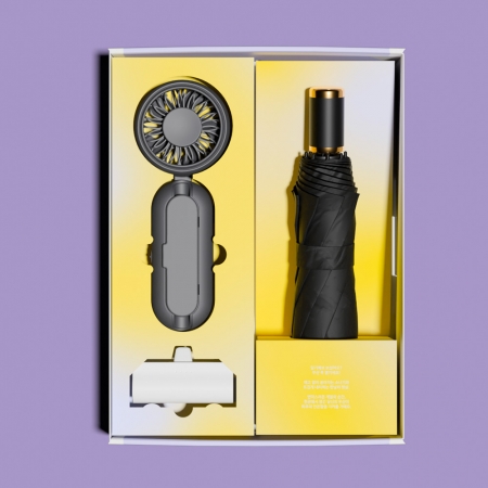 루티네 선물세트 모던 수동 3단 양우산 + 우산애착 미니 선풍기 + 보조배터리 #4