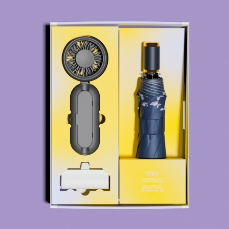 루티네 선물세트 썸머브리즈 수동 3단 양우산 + 우산애착 미니 선풍기 + 보조배터리 #4