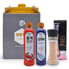 다올 기프트세트 행복12호, 간장 1개+참치액+핑크소금 그라인더 180g