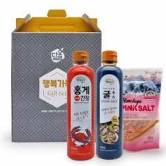 다올 기프트세트 행복11호, 간장 1개+굴소스+핑크소금 파우치 250g