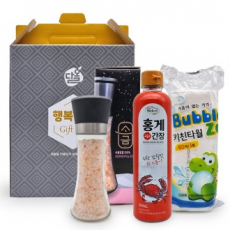 다올 기프트세트 행복10호, 간장 1개+롤키친타올+핑크소금 그라인더 180g