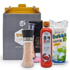 다올 기프트세트 행복10호, 간장 1개+롤키친타올+핑크소금 그라인더 180g