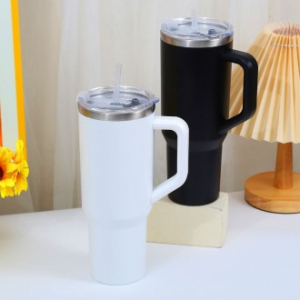 손잡이 대형 텀블러 1200ml 빨대포함