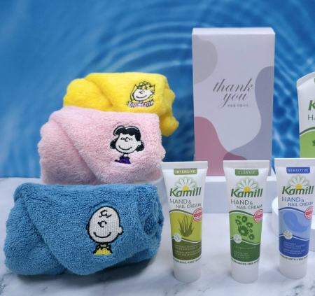 [송월타올] 스누피 수건 + 카밀 핸드크림 선물세트, 여행용 타올선물 사은품 텀블러 독일 클래식 로션 화장품 타월 세트 답례품 #2