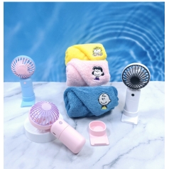 ((송월 타올 스누피 수건+ 아이스 냉각 선풍기 타올세트)) 타월선물//쿨링 미니선풍기 휴대용 선풍기//타월 세트 타올선물