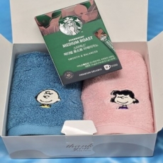 송월 스누피 수건+ 스타벅스 커피 스틱 10p 선물세트
