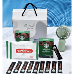 스타벅스 커피스틱 10P + 냉각 쿨링 선풍기 + 손소독 물티슈10매 2개 선물세트