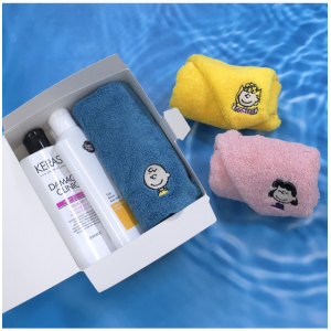 송월 스누피 수건+ 케라시스 삼푸+린스 선물세트