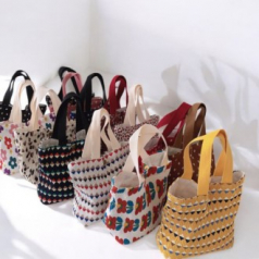 플리츠 손가방 미니 도트백 가벼운가방 똑딱이가방