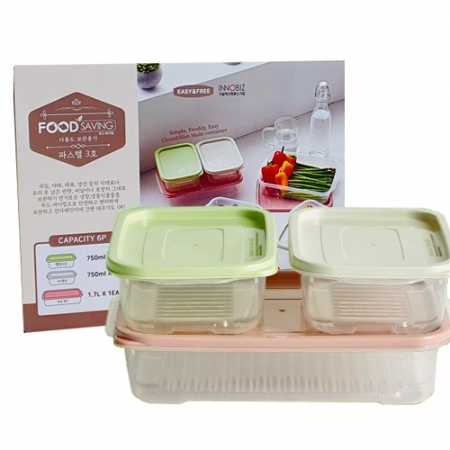 이지앤프리푸드세이빙 파스텔3호 전자렌지용기.채반 선물세트 #2
