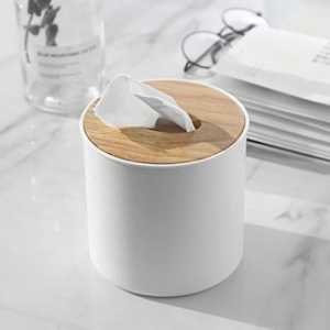 모던 우드 원형 휴지케이스 두루마리 티슈커버