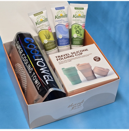 실리콘 텀블러+ 카밀 핸드크림+ 냉감 쿨타올, 타올세트 #2
